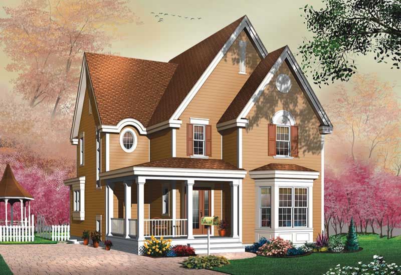 3-Bedroom, 1744 Sq Ft Country House Plan - 126-1640 - Front Exterior