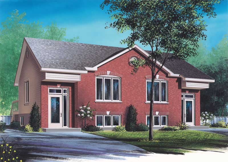3-Bedroom, 2504 Sq Ft Per Unit Multi-Unit House Plan - 126-1654 - Front Exterior
