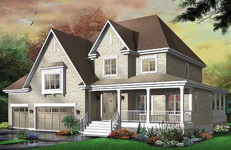 3-Bedroom, 3805 Sq Ft Country House Plan - 126-1659 - Front Exterior