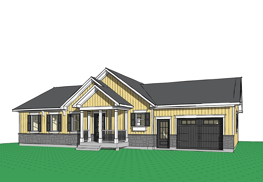 2-Bedroom, 1443 Sq Ft Ranch House Plan - 126-1843 - Front Exterior