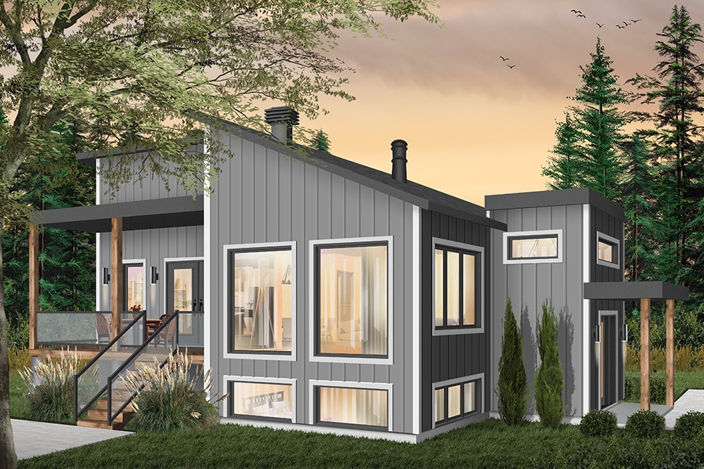 1-Bedroom, 1141 Sq Ft Modern Home Plan - 126-1930 - Main Exterior