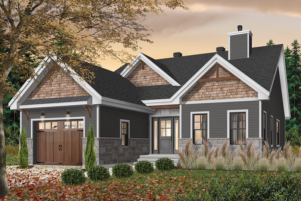 2-Bedroom, 1441 Sq Ft Craftsman House Plan - 126-1933 - Front Exterior
