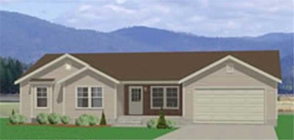 3-Bedroom, 1326 Sq Ft Small House Plans - 129-1002 - Front Exterior