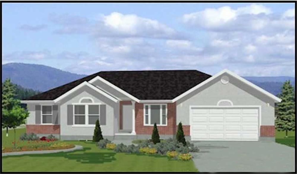 3-Bedroom, 1382 Sq Ft Contemporary Home Plan - 129-1042 - Main Exterior