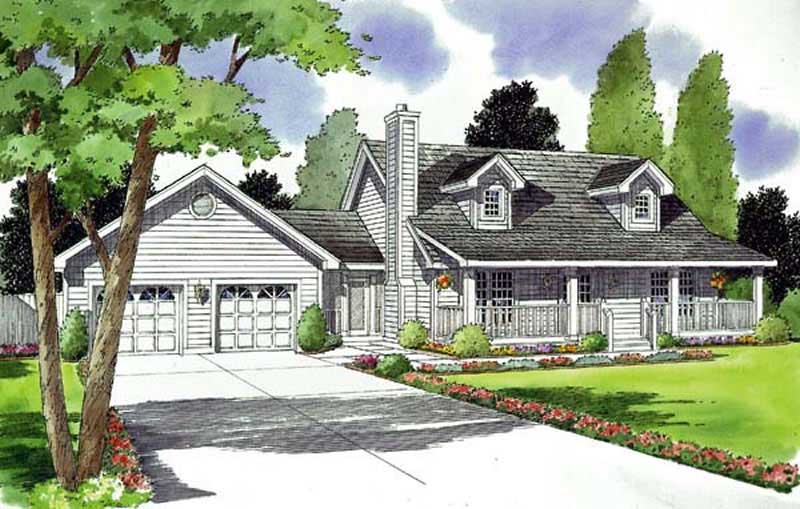 3-Bedroom, 1434 Sq Ft Cape Cod Home Plan - 131-1135 - Main Exterior
