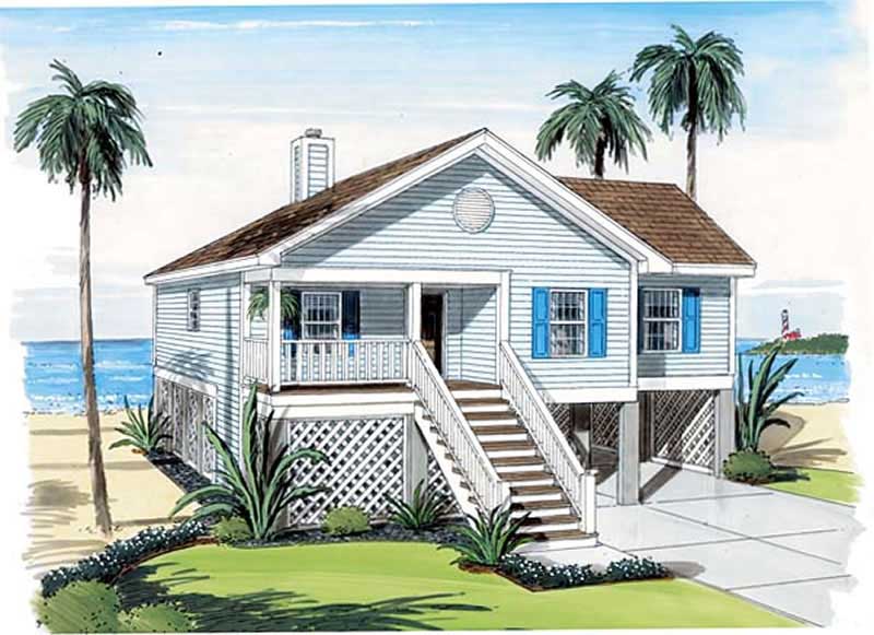 3-Bedroom, 1297 Sq Ft Coastal House Plan - 131-1156 - Front Exterior