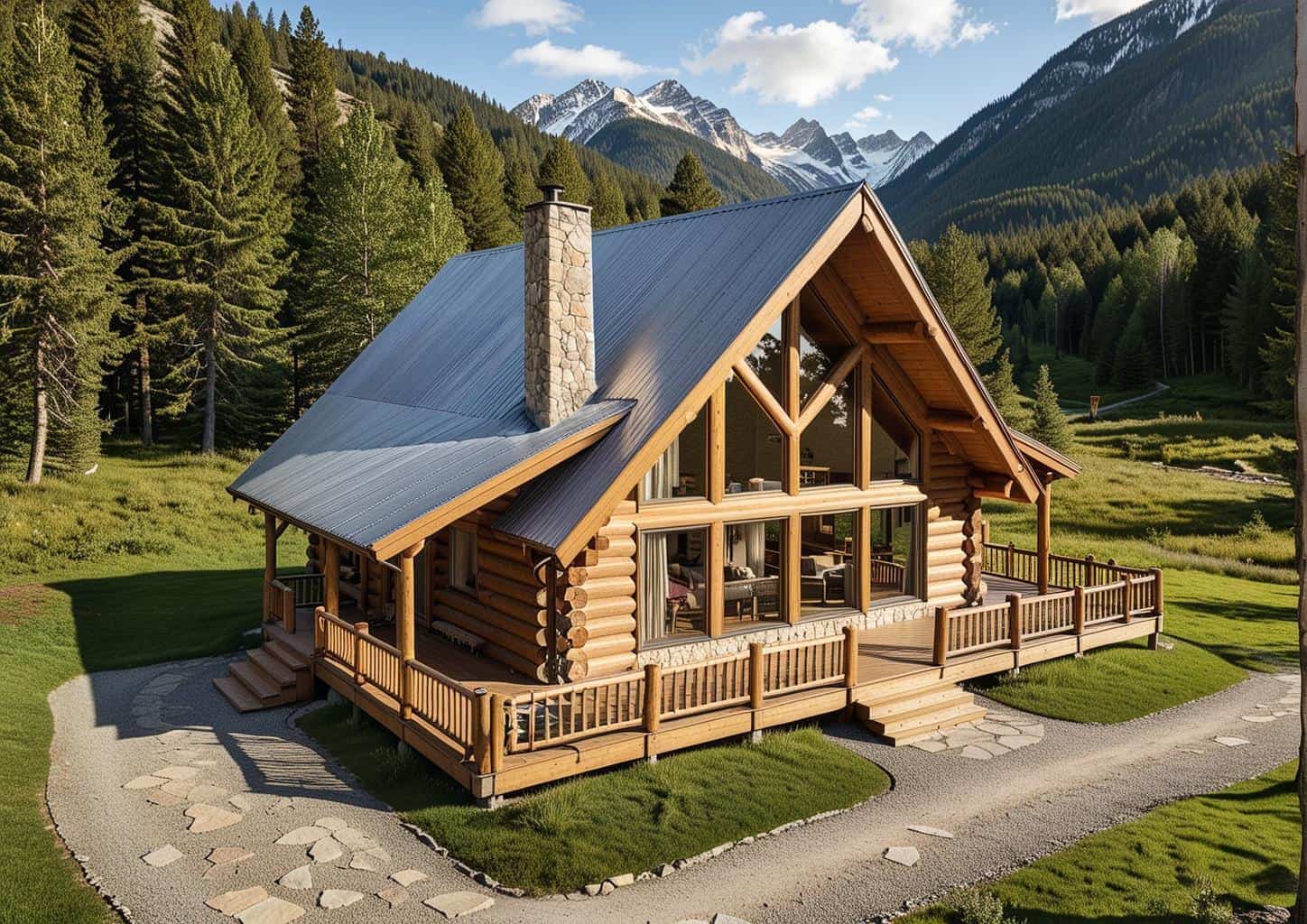 4-Bedroom, 2911 Sq Ft Log Cabin Home Plan - 132-1217 - Main Exterior