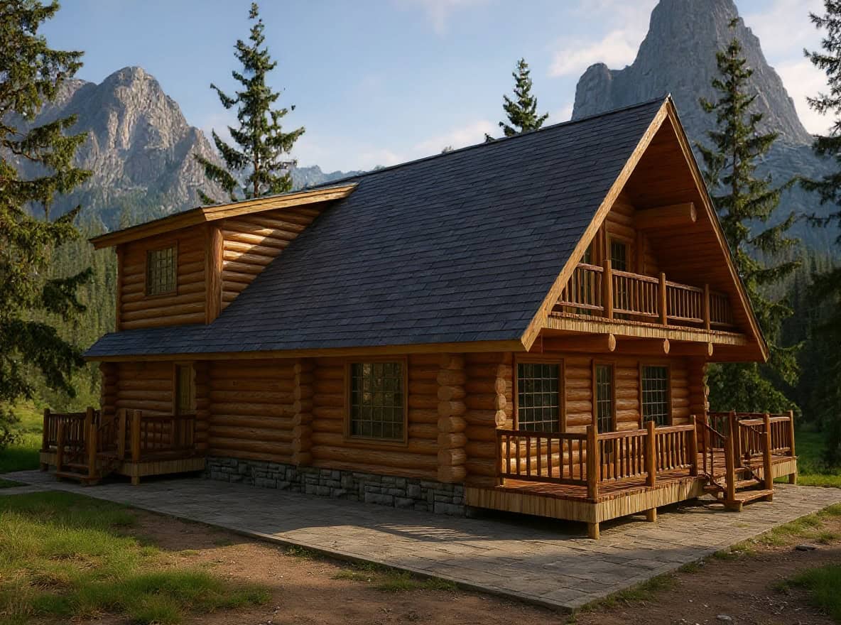 2-Bedroom, 2053 Sq Ft Log Cabin Home Plan - 132-1267 - Main Exterior