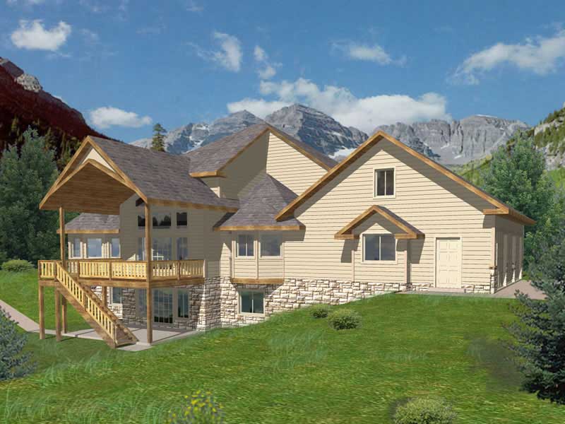 3-Bedroom, 4549 Sq Ft Log Cabin House Plan - 132-1300 - Front Exterior