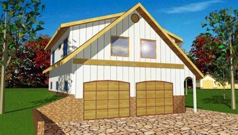 2-Bedroom, 962 Living Sq Ft Garage with Apartment Plan - 132-1312 - Front Exterior