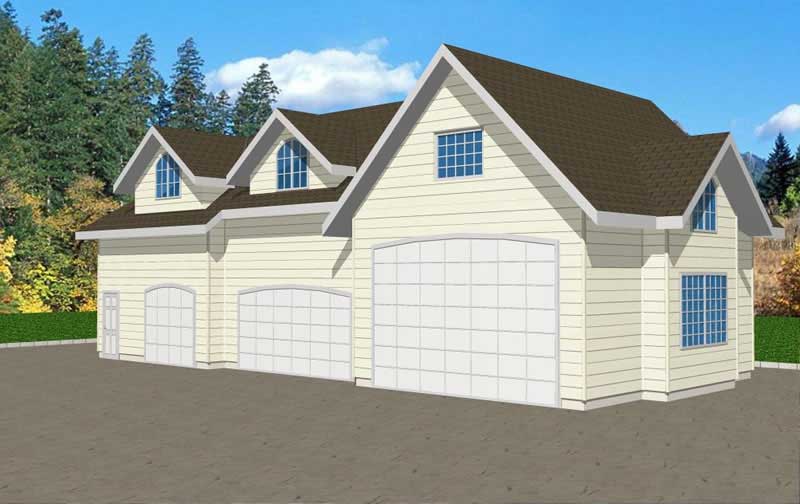 4-Car, 998 Sq Ft Garage House Plan - 132-1371 - Front Exterior