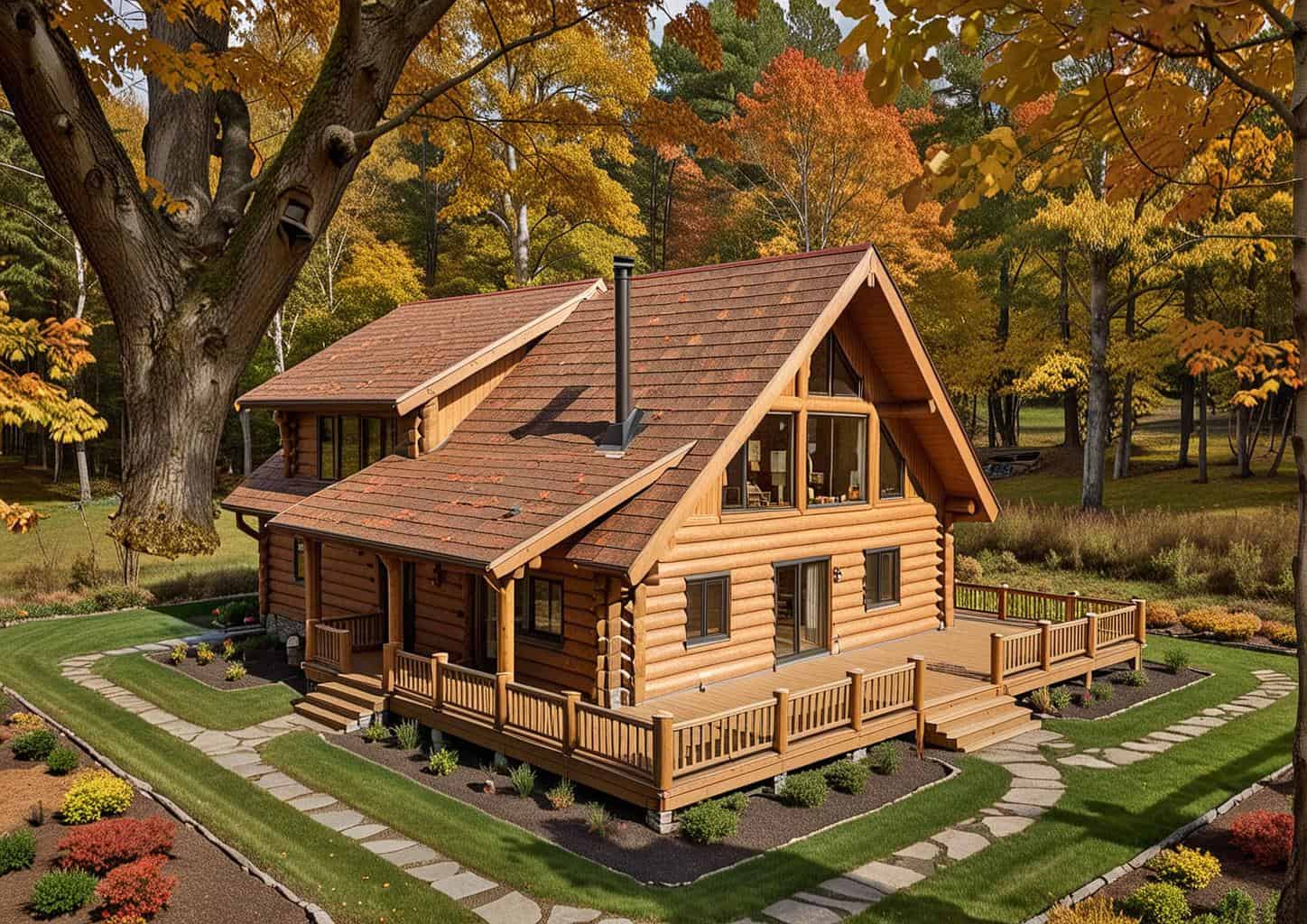 3-Bedroom, 2328 Sq Ft Log Cabin House Plan - 132-1387 - Front Exterior