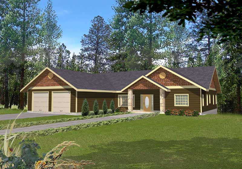 4-Bedroom, 4484 Sq Ft Ranch House Plan - 132-1409 - Front Exterior
