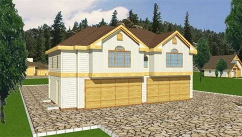 3-Bedroom, 1075 Sq Ft Garage House Plan - 132-1434 - Front Exterior