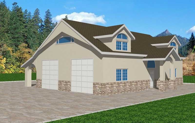 1-Bedroom, 550 Sq Ft Concrete Block/ ICF Design Home Plan - 132-1488 - Main Exterior