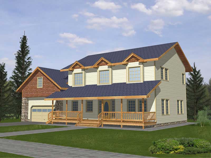 4-Bedroom, 2059 Sq Ft Country Home Plan - 132-1494 - Main Exterior