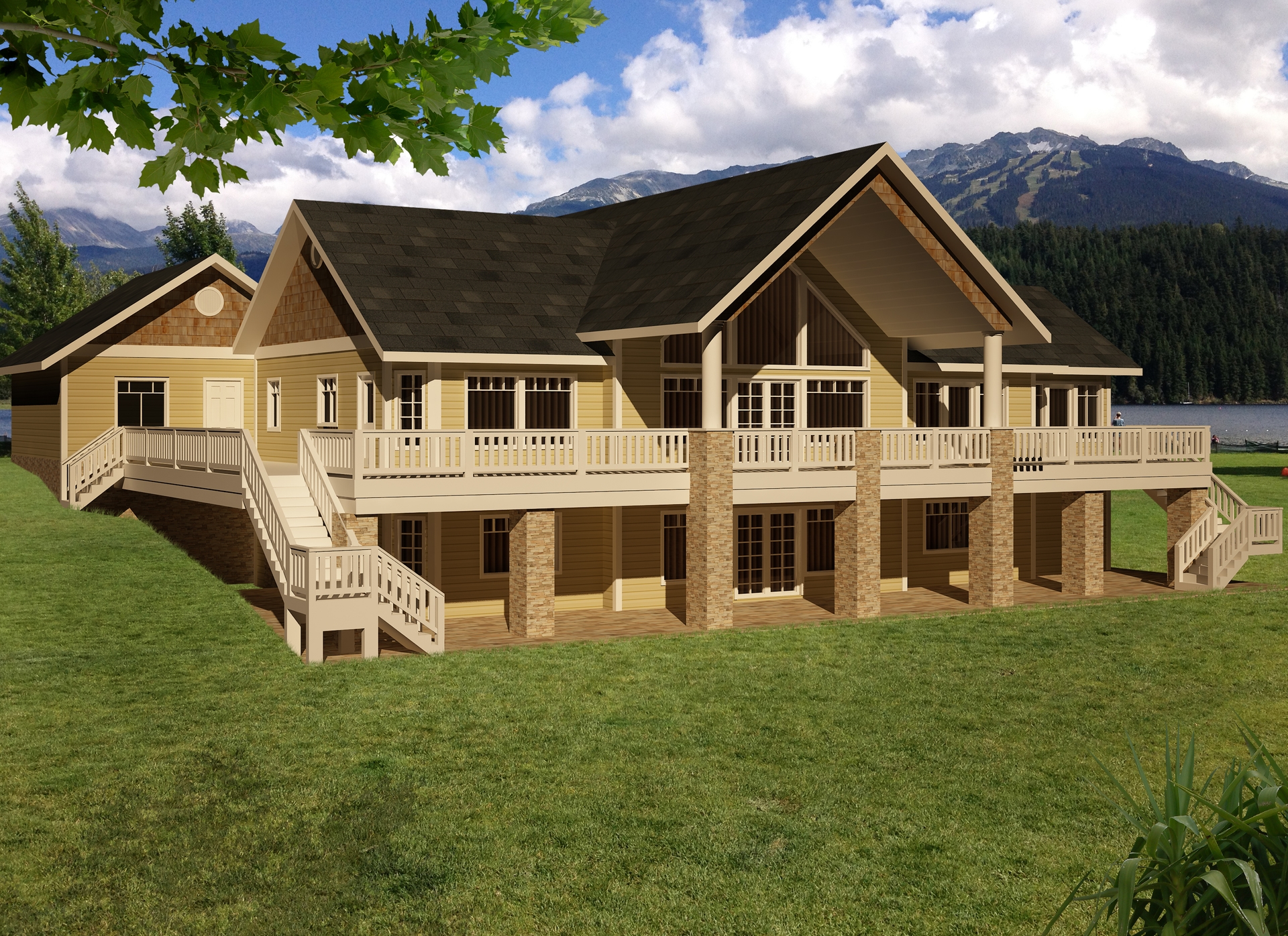 5-Bedroom, 4006 Sq Ft Traditional Home Plan - 132-1531 - Main Exterior
