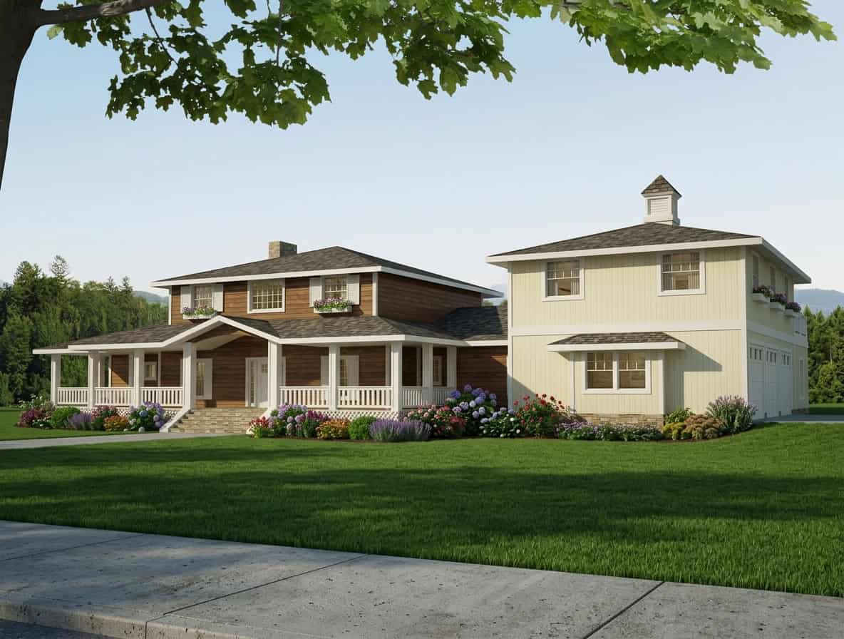 4-Bedroom, 3579 Sq Ft Transitional House Plan - 132-1547 - Front Exterior