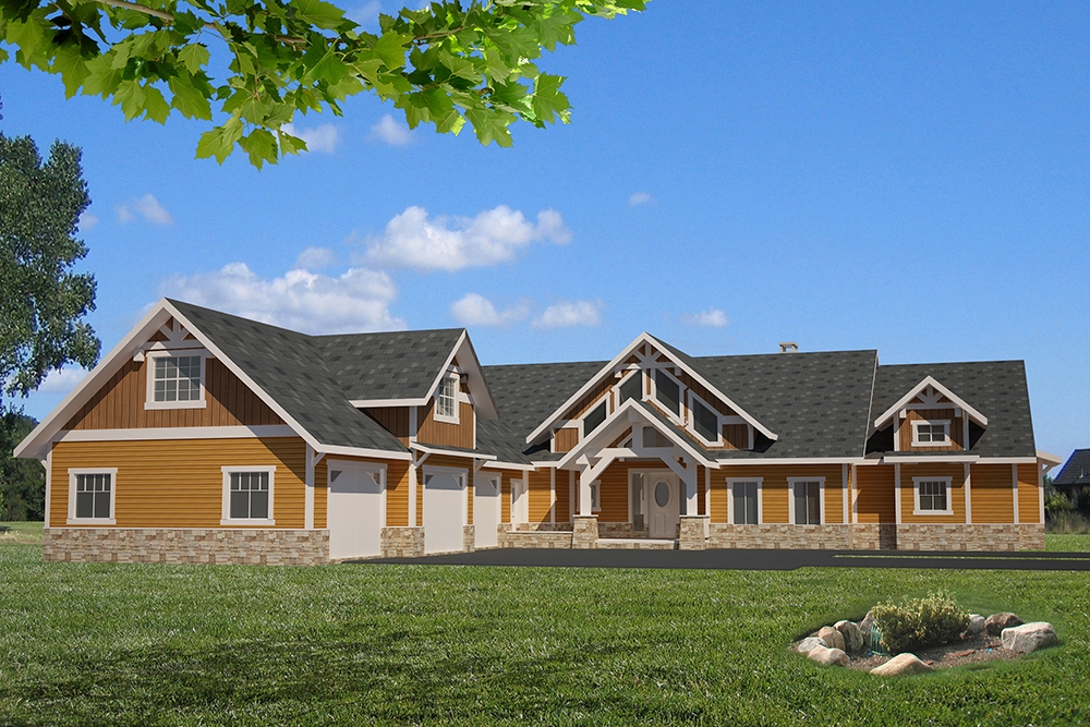 3-Bedroom, 5316 Sq Ft Craftsman House Plan - 132-1569 - Front Exterior