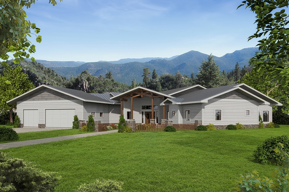 6-Bedroom, 3836 Sq Ft Contemporary Home Plan - 132-1592 - Main Exterior