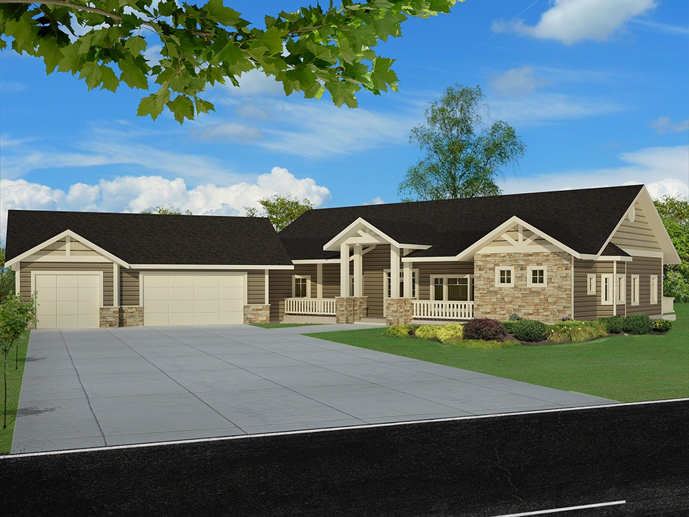 4-Bedroom, 4405 Sq Ft Craftsman Home Plan - 132-1613 - Main Exterior