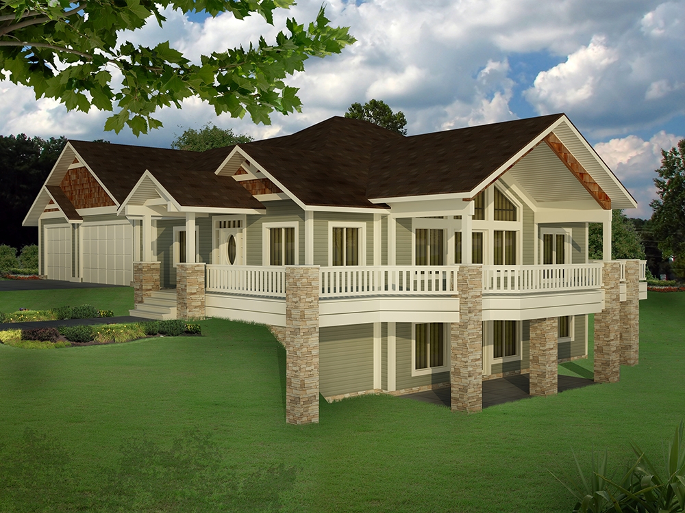 5-Bedroom, 3744 Sq Ft Craftsman House Plan - 132-1624 - Front Exterior