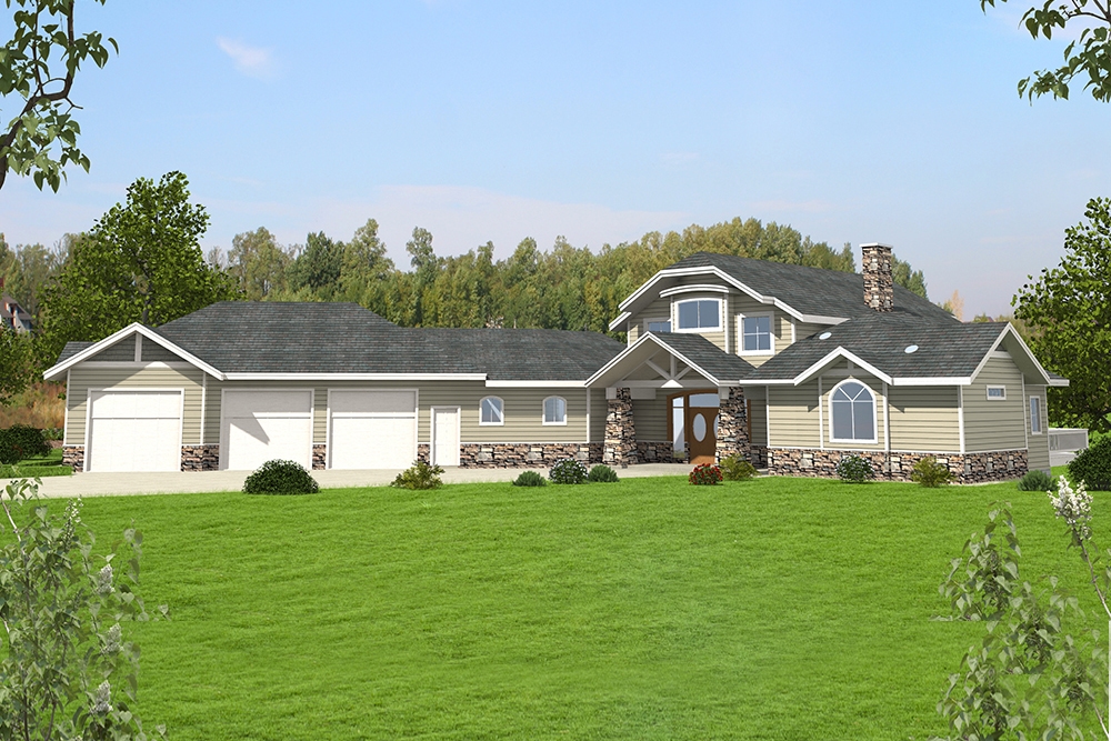 4-Bedroom, 4592 Sq Ft Craftsman Home Plan - 132-1632 - Main Exterior