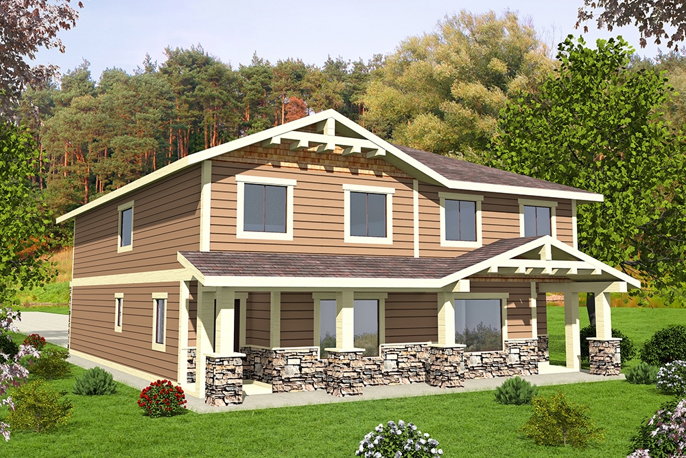 4-Bedroom, 1543 Sq Ft Craftsman Home Plan - 132-1645 - Main Exterior