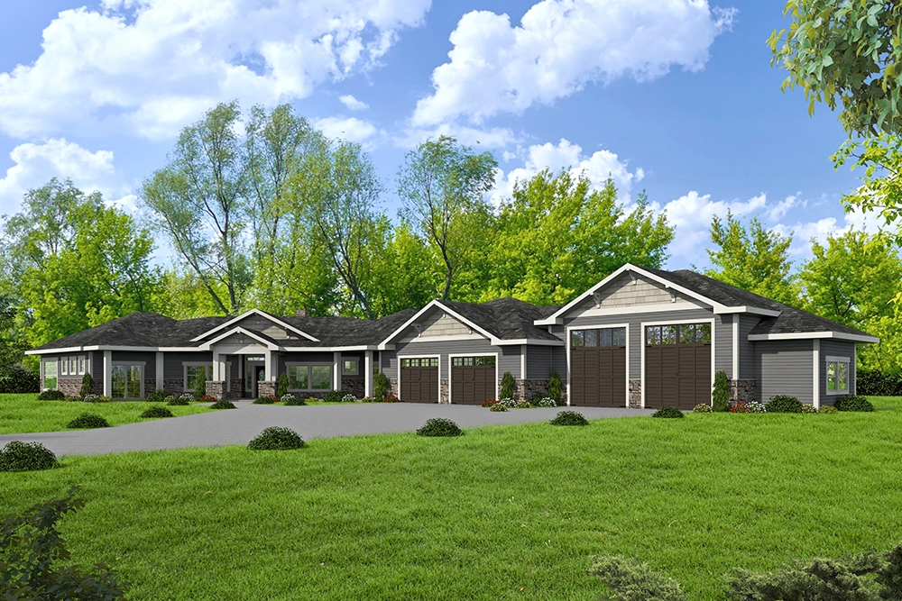 4-Bedroom, 3707 Sq Ft Ranch House Plan - 132-1657 - Front Exterior