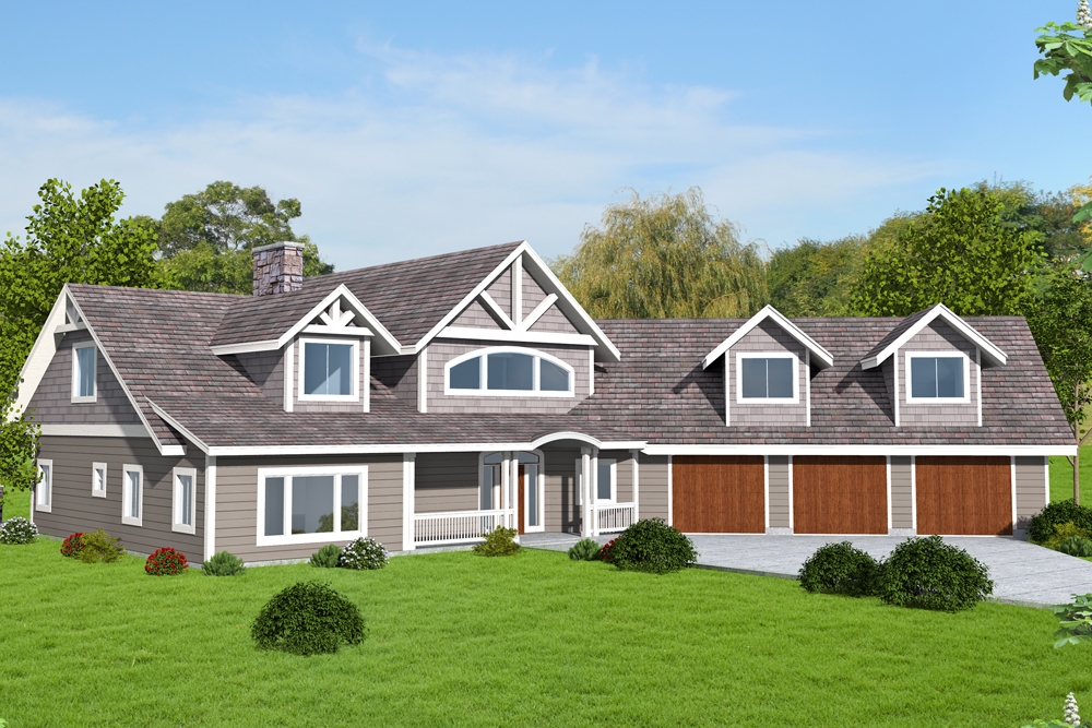 3-Bedroom, 3707 Sq Ft Craftsman Home Plan - 132-1667 - Main Exterior