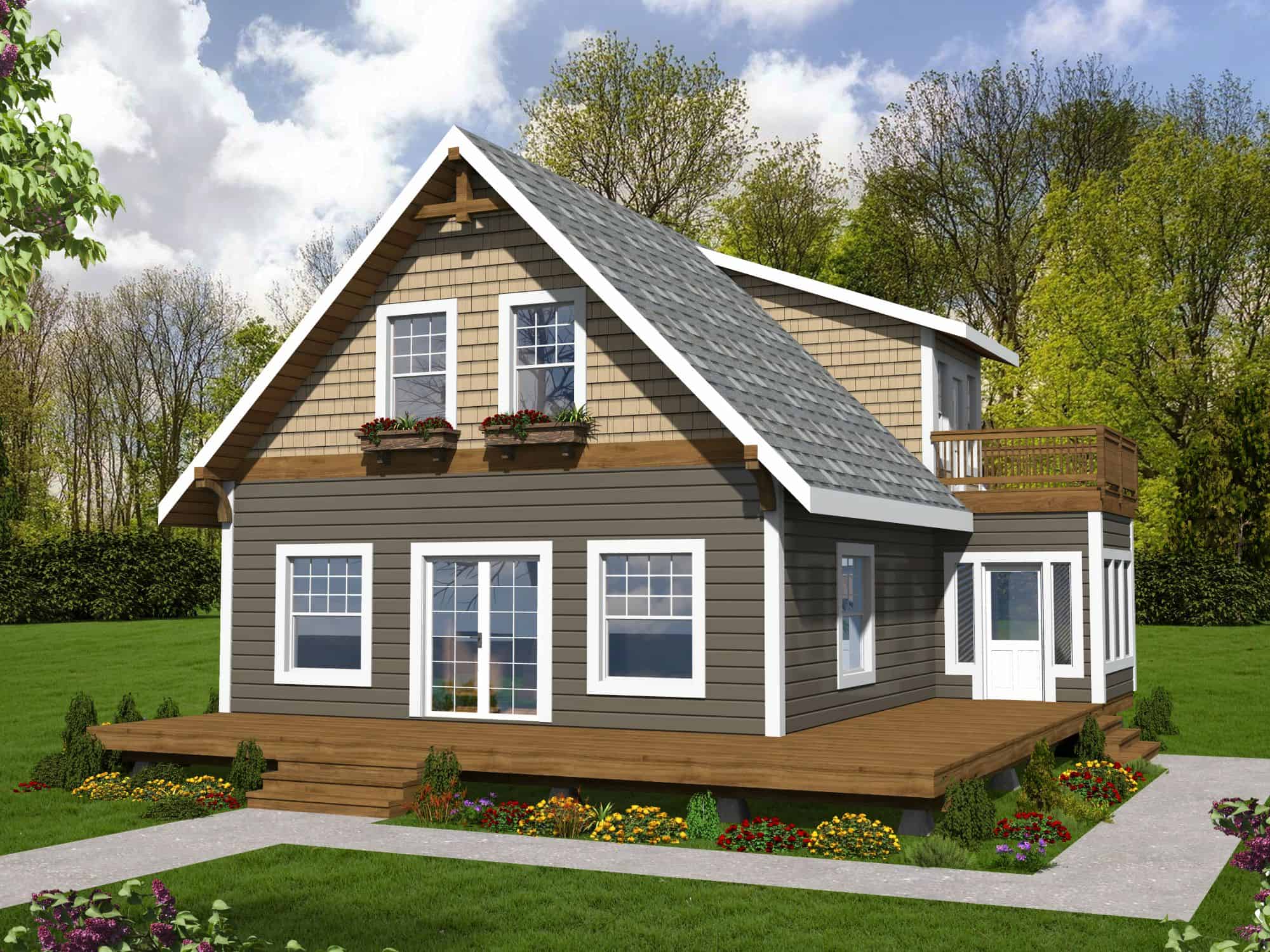 Cabin Home Plan - 2 Bedrms, 2 Baths - 1200 Sq Ft - #132-1750
