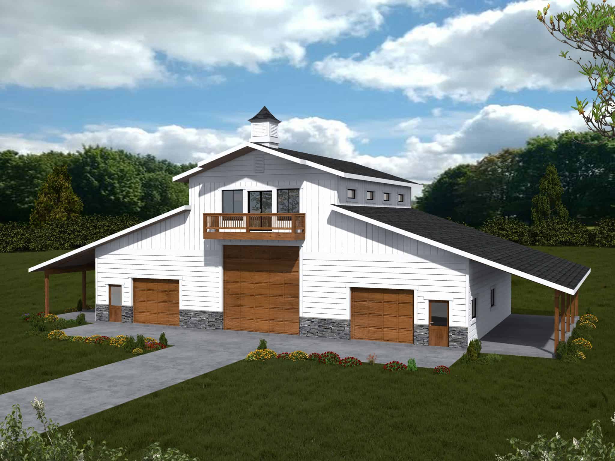 1053 Sq Ft Garage w/Apartments Home Plan - 132-1778 - Main Exterior