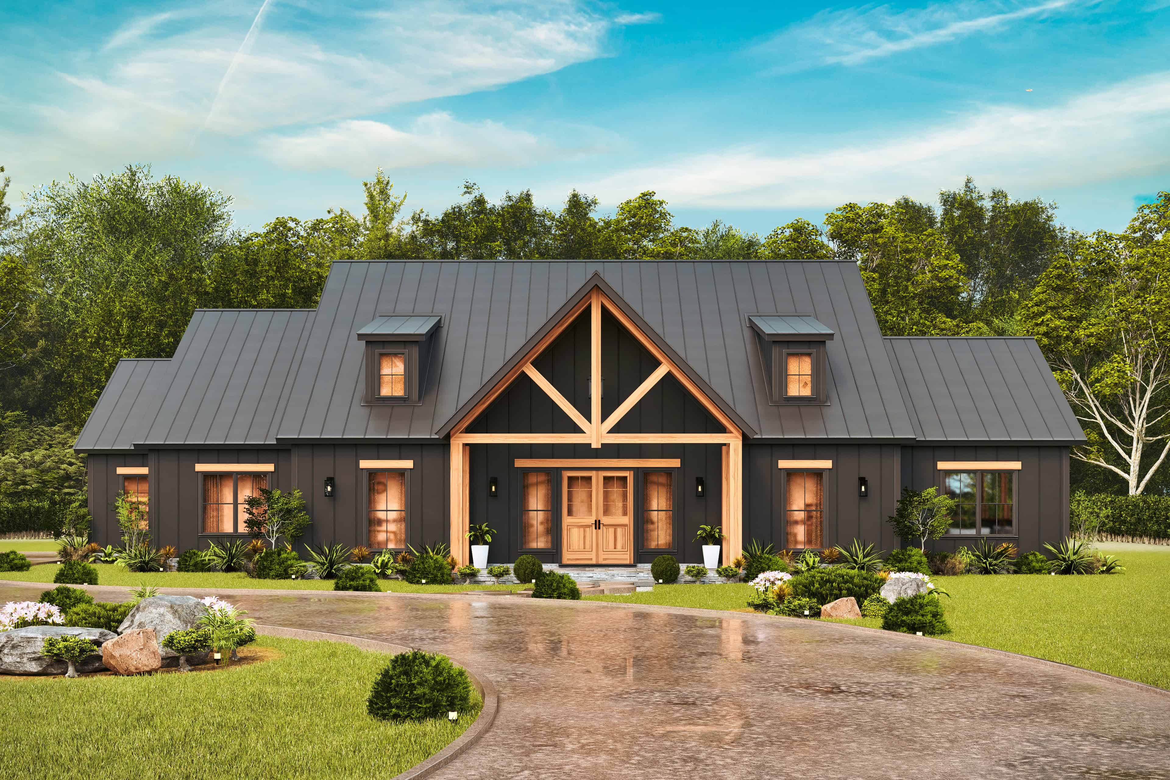 4-Bedroom, 3725 Sq Ft Cabin Home Plan - 132-1805 - Main Exterior