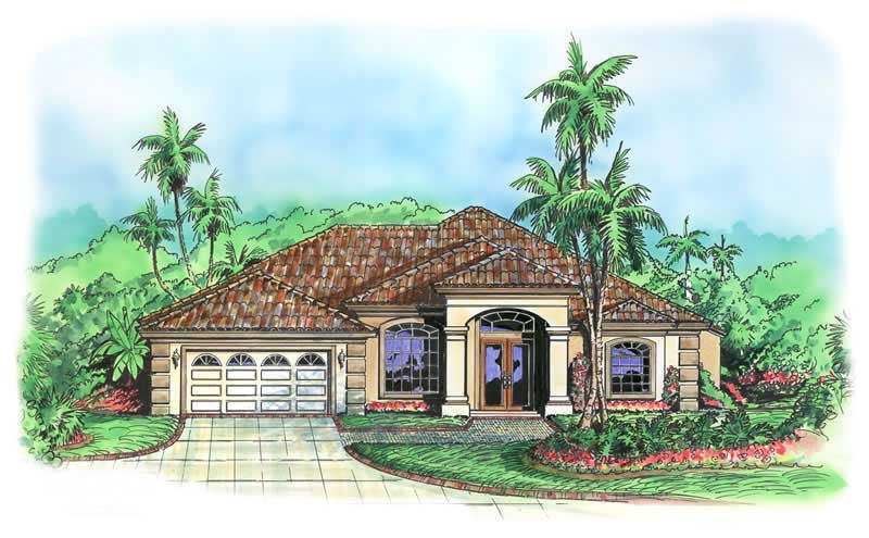 3-Bedroom, 2195 Sq Ft Mediterranean Home Plan - 133-1023 - Main Exterior