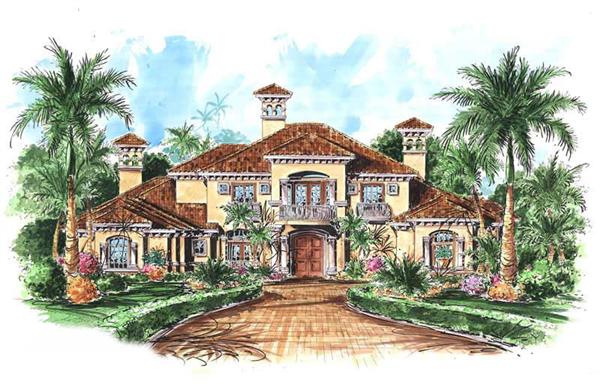 5-Bedroom, 6924 Sq Ft Luxury House Plan - 133-1059 - Front Exterior