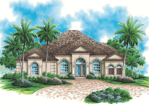 3-Bedroom, 2897 Sq Ft Mediterranean House Plan - 133-1063 - Front Exterior