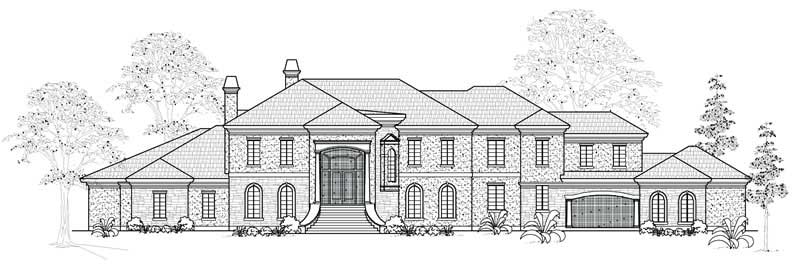 5-Bedroom, 8275 Sq Ft European House Plan - 134-1038 - Front Exterior