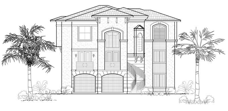 3-Bedroom, 3661 Sq Ft Mediterranean Home Plan - 134-1043 - Main Exterior