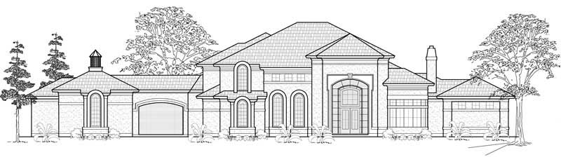 5-Bedroom, 6798 Sq Ft European Home Plan - 134-1104 - Main Exterior