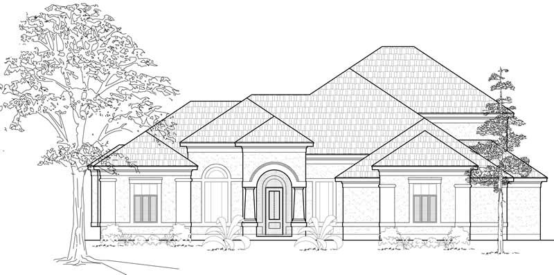 3-Bedroom, 3324 Sq Ft Mediterranean House Plan - 134-1148 - Front Exterior