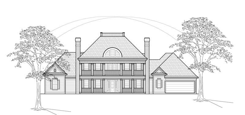 5-Bedroom, 4156 Sq Ft Colonial Home Plan - 134-1199 - Main Exterior