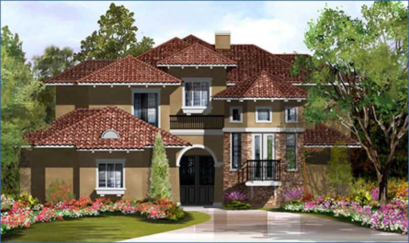 3-Bedroom, 3413 Sq Ft Mediterranean House Plan - 134-1252 - Front Exterior