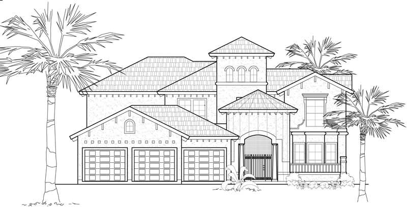 5-Bedroom, 4415 Sq Ft Mediterranean House Plan - 134-1304 - Front Exterior