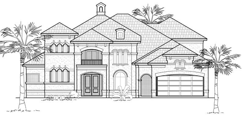 4-Bedroom, 5123 Sq Ft Mediterranean Home Plan - 134-1315 - Main Exterior