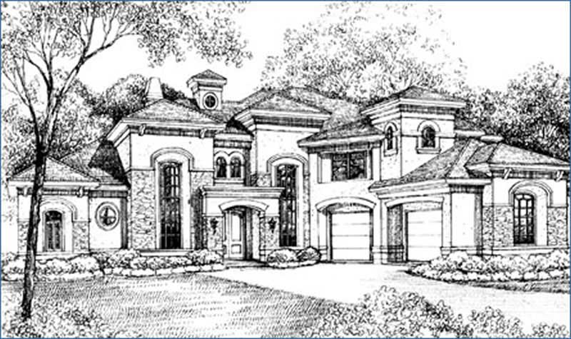 5-Bedroom, 5415 Sq Ft Mediterranean Home Plan - 134-1328 - Main Exterior