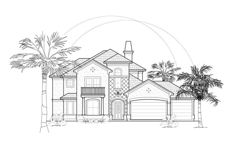 4-Bedroom, 3632 Sq Ft Mediterranean House Plan - 134-1348 - Front Exterior