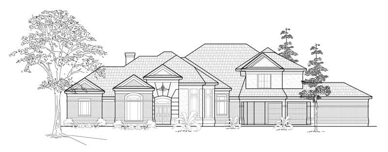4-Bedroom, 3908 Sq Ft European House Plan - 134-1381 - Front Exterior