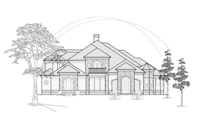 3-Bedroom, 4326 Sq Ft Luxury House Plan - 134-1405 - Front Exterior
