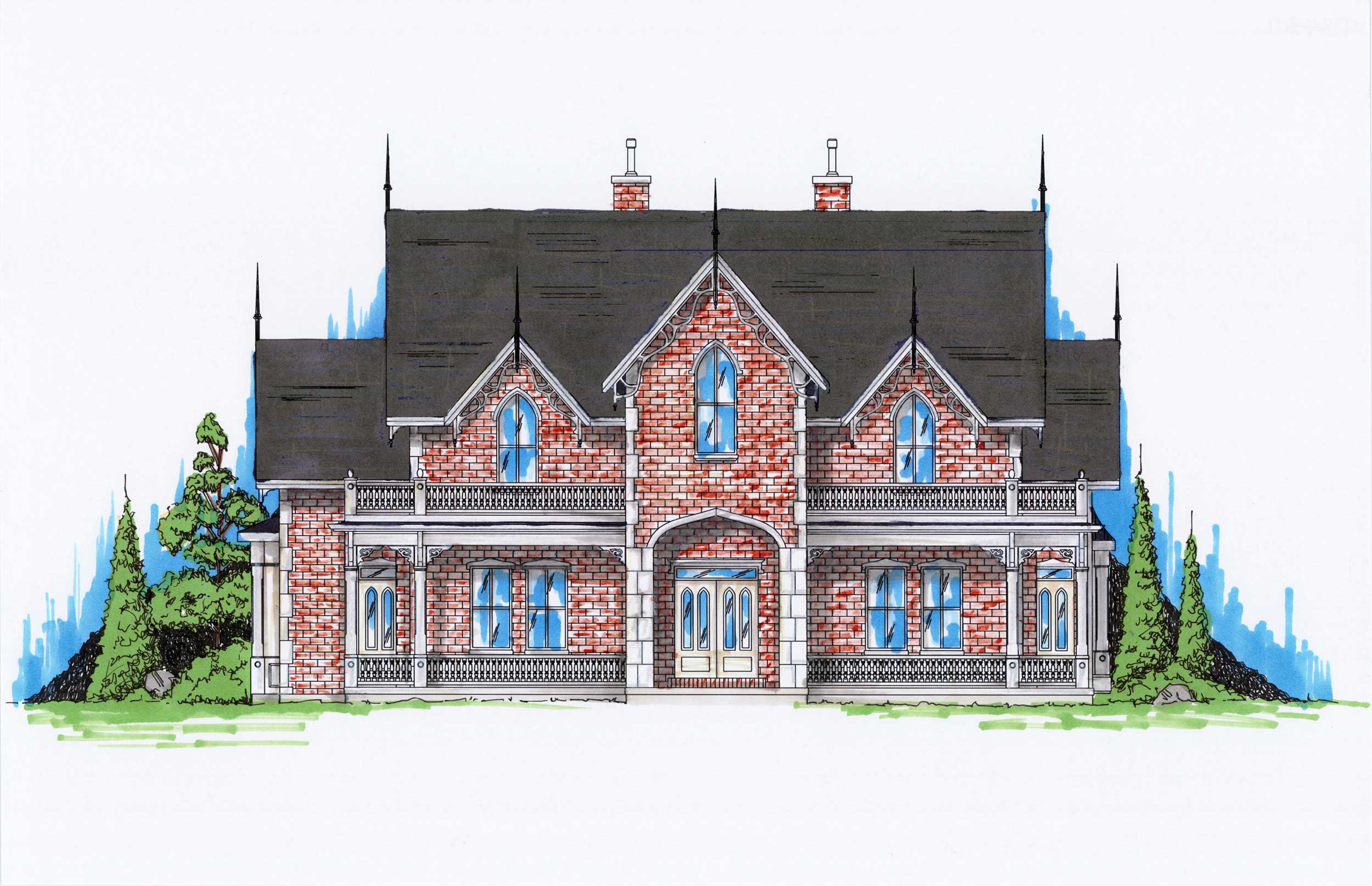 5-Bedroom, 4811 Sq Ft Luxury House Plan - 135-1008 - Front Exterior