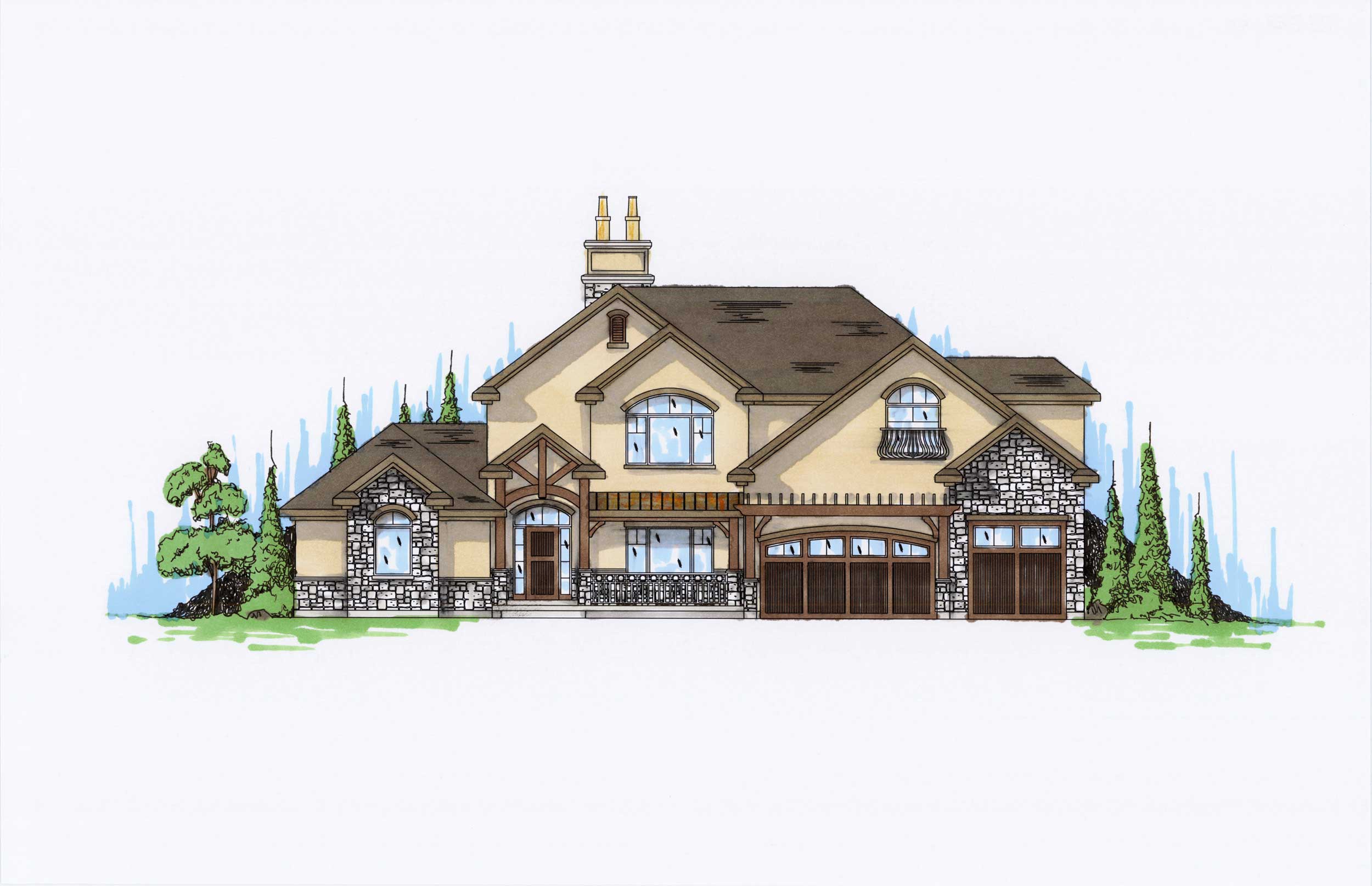 4-Bedroom, 3514 Sq Ft Country House Plan - 135-1025 - Front Exterior